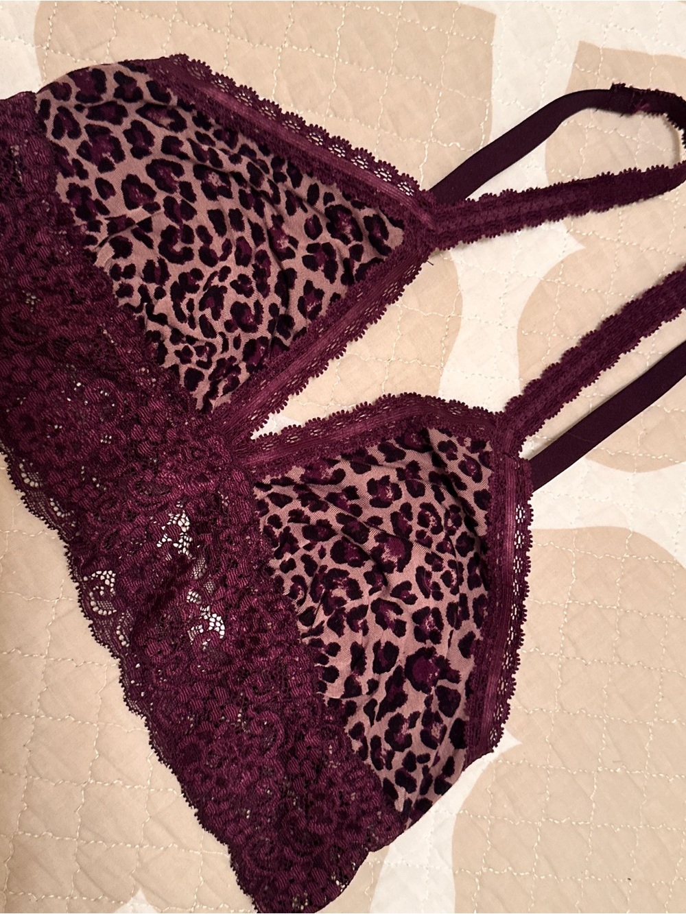 Soma Plum Lace Leopard Triangle Bralette